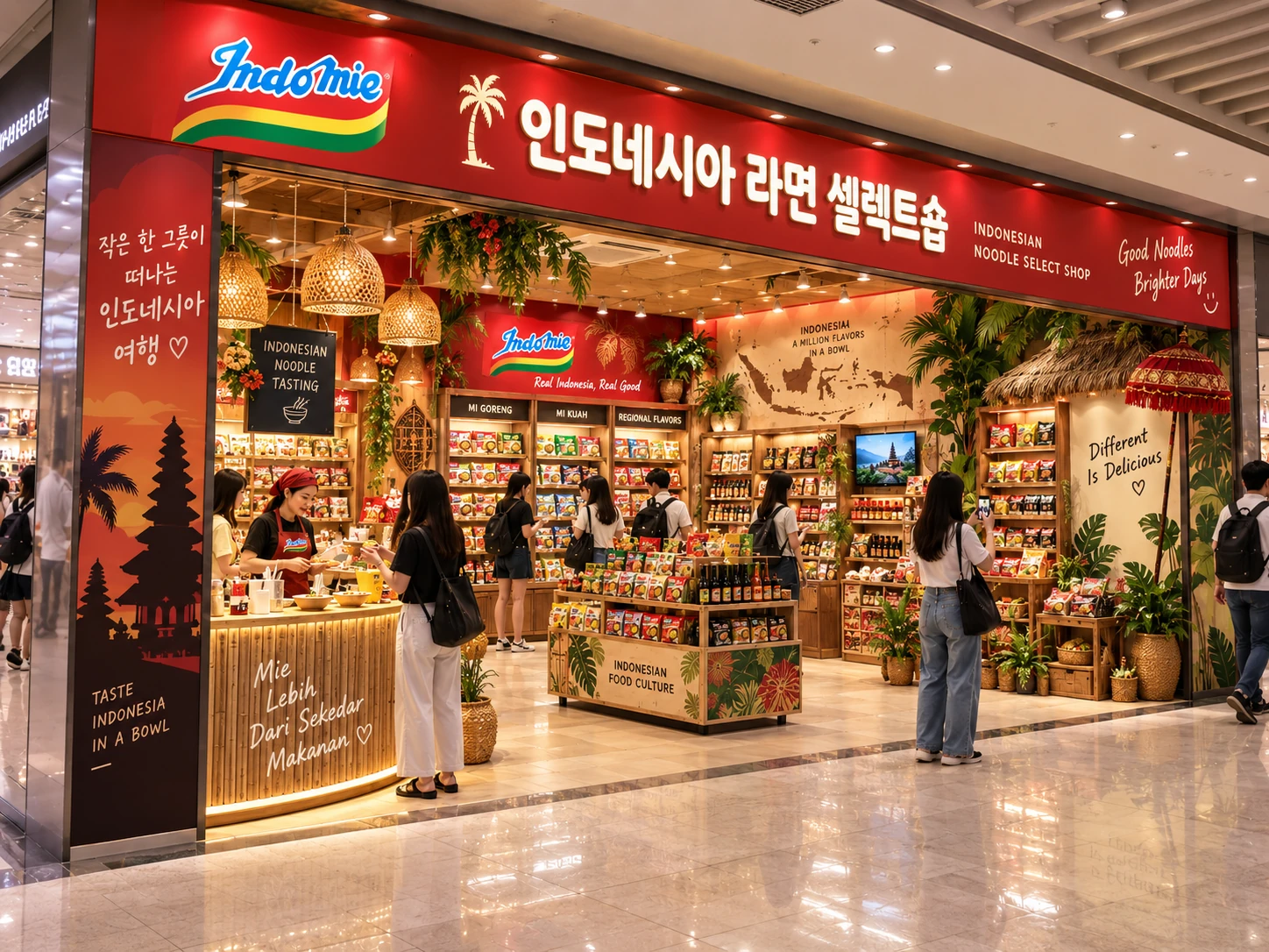 열대 식물로 꾸민 인도네시아 라면 셀렉트숍